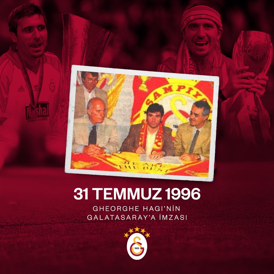 Tarihte Bugün | Galatasaray ve Türk futbol tarihine adını altın harflerle yazdıran efsanemiz Gheorghe Hagi, Galatasaray’a imza attı. 🔟