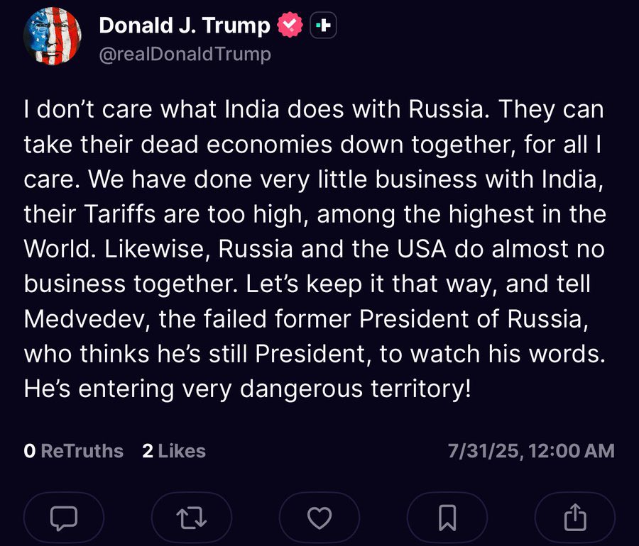 Trump packt hinsichtlich Indien und Öl schon wieder den TACO aus 🤣