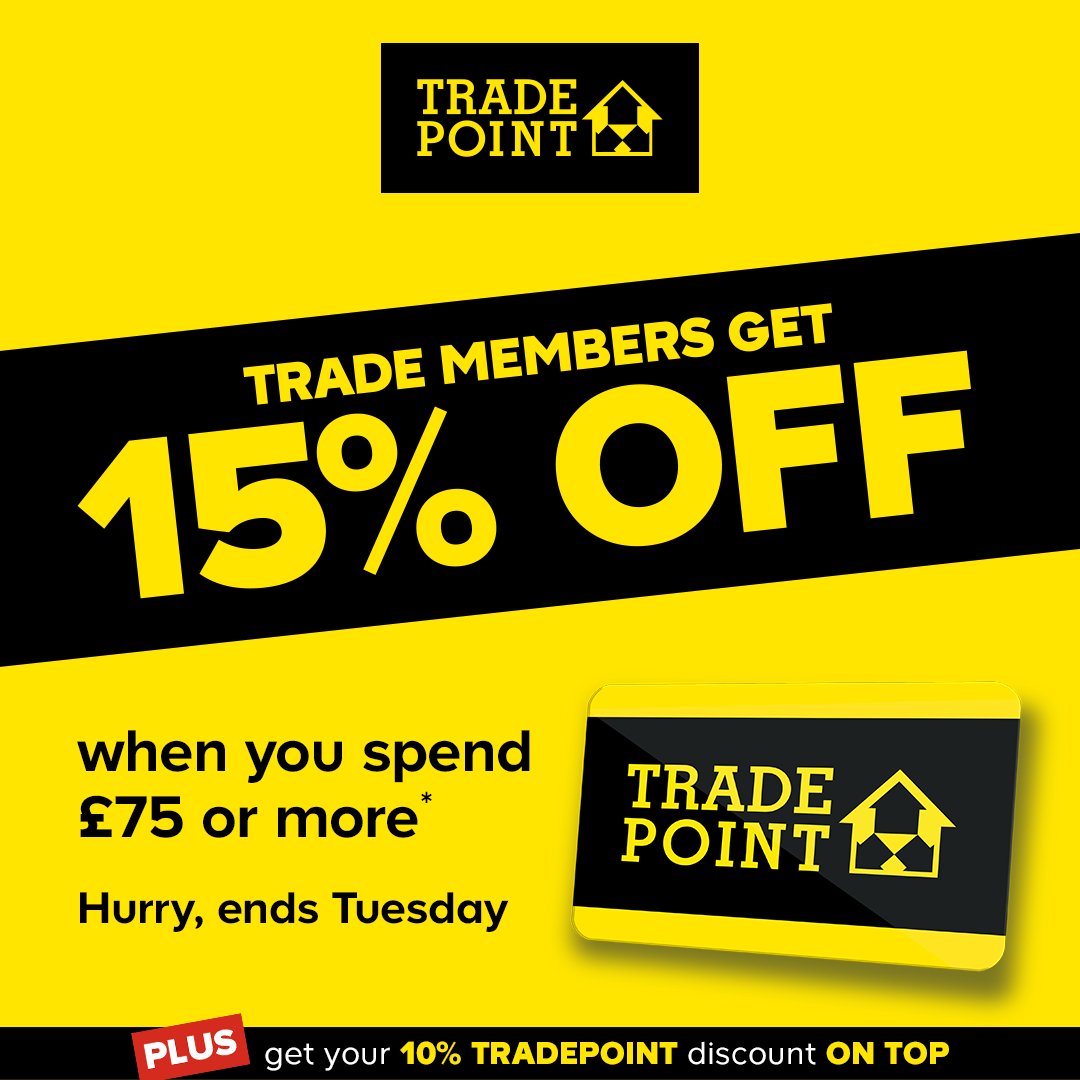 Members of York RLA get a TradePoint loyalty card, giving you an extra 10% of all purchases, so join us today and get yours.  lnkd.in/dRGW3Yee

TradePoint 15% off - 1st August to 5th August 2025 and get your 10% Tradepoint discount on top!