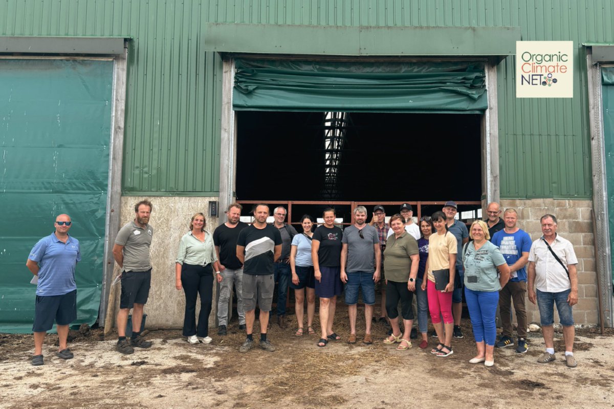 OrgClimateNET's tweet image. 🌿 Day 2 of #OrganicClimateNET in Latvia! We visited SIA TRUDO, where farm ambassador Jāņis Šļaukstiņš showed us his full-cycle organic farm: 440 ha, 145 cows, on-farm composting &amp;amp; their own shop, processing &amp;amp; slaughterhouse. A true field-to-fork model!

 organicclimatenet.eu
