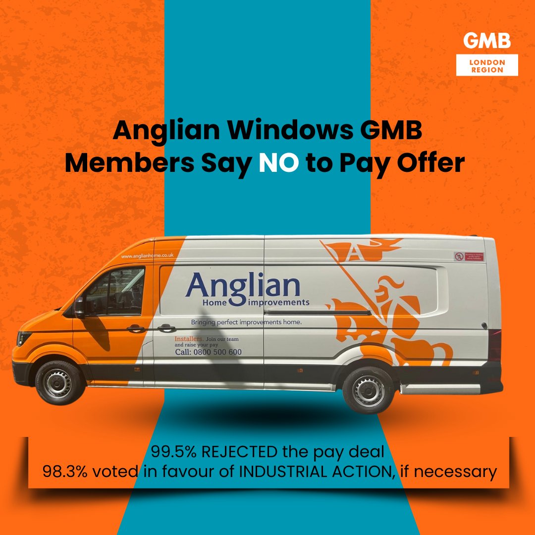 BREAKING: Anglian Windows GMB Members Say NO to Pay Offer

Between 22–30 July, GMB London Region balloted members at Anglian Windows on the company’s third pay offer. Despite being the third offer, members stood united in rejecting what they see as an insufficient deal that fails