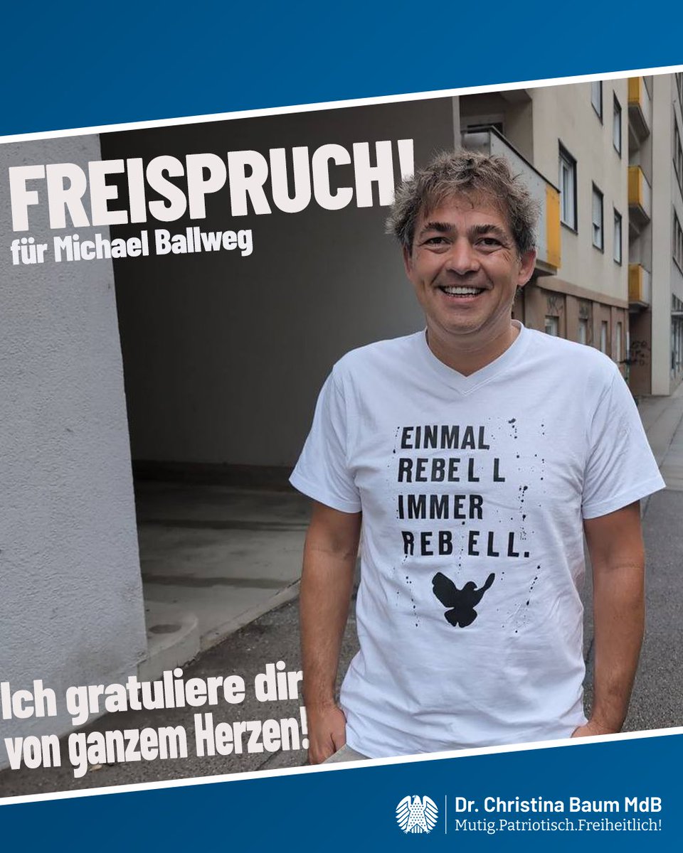 Michael Ballweg freigesprochen!
Ein großartiger Sieg für diesen tapferen Freiheitskämpfer ❤️

Liebe Freunde der #Wahrheit und Gerechtigkeit, heute ist ein großer Tag! 
Michael #Ballweg, der unermüdliche Kämpfer für unsere #Freiheitsrechte und Gründer der #Querdenken-Bewegung,