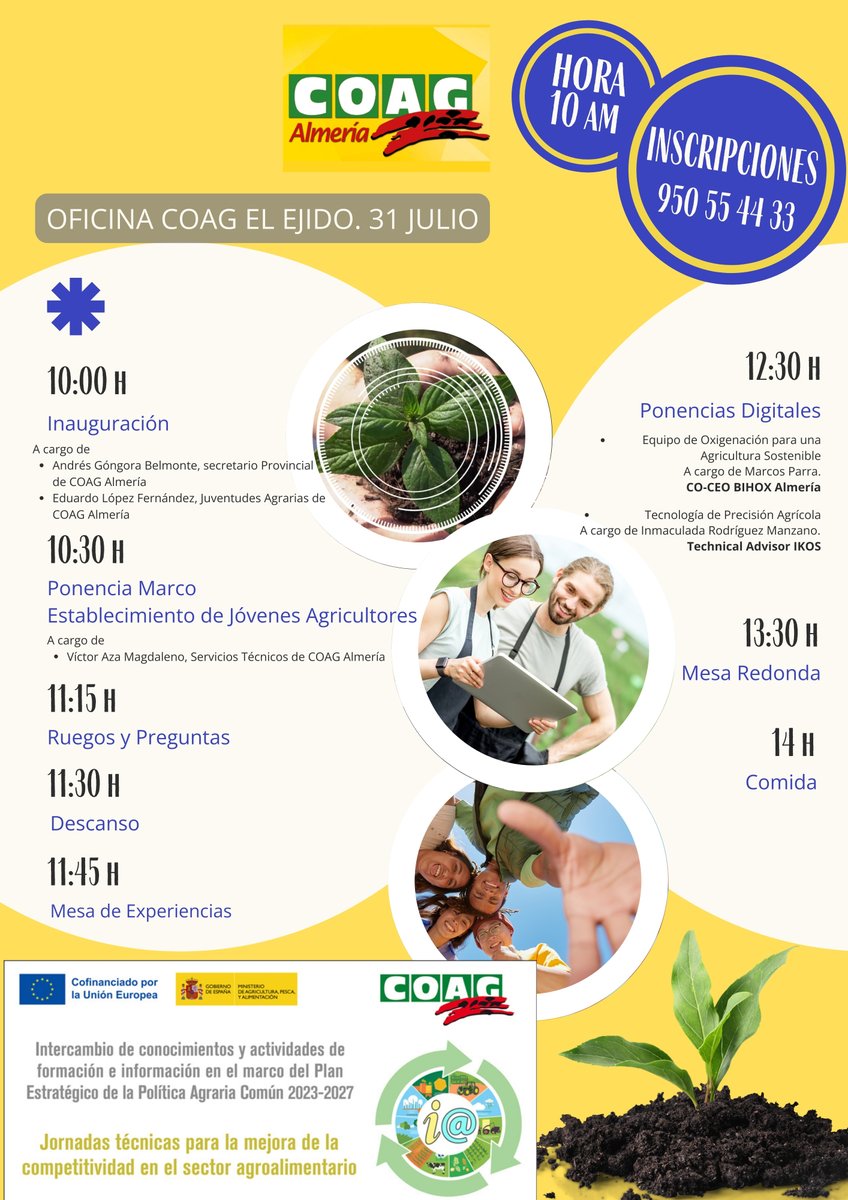 🌱 Hoy estamos en la oficina de COAG El Ejido con la 🧑‍🌾👩‍🌾Jornada Estímulo al Relevo Generacional. Incorporación de Jóvenes y Mujeres a la actividad Agraria
📸En la foto, la primera ponencia en la que servicios técnicos de @coag_almeria explican las ayudas a la incorporación ⤵️