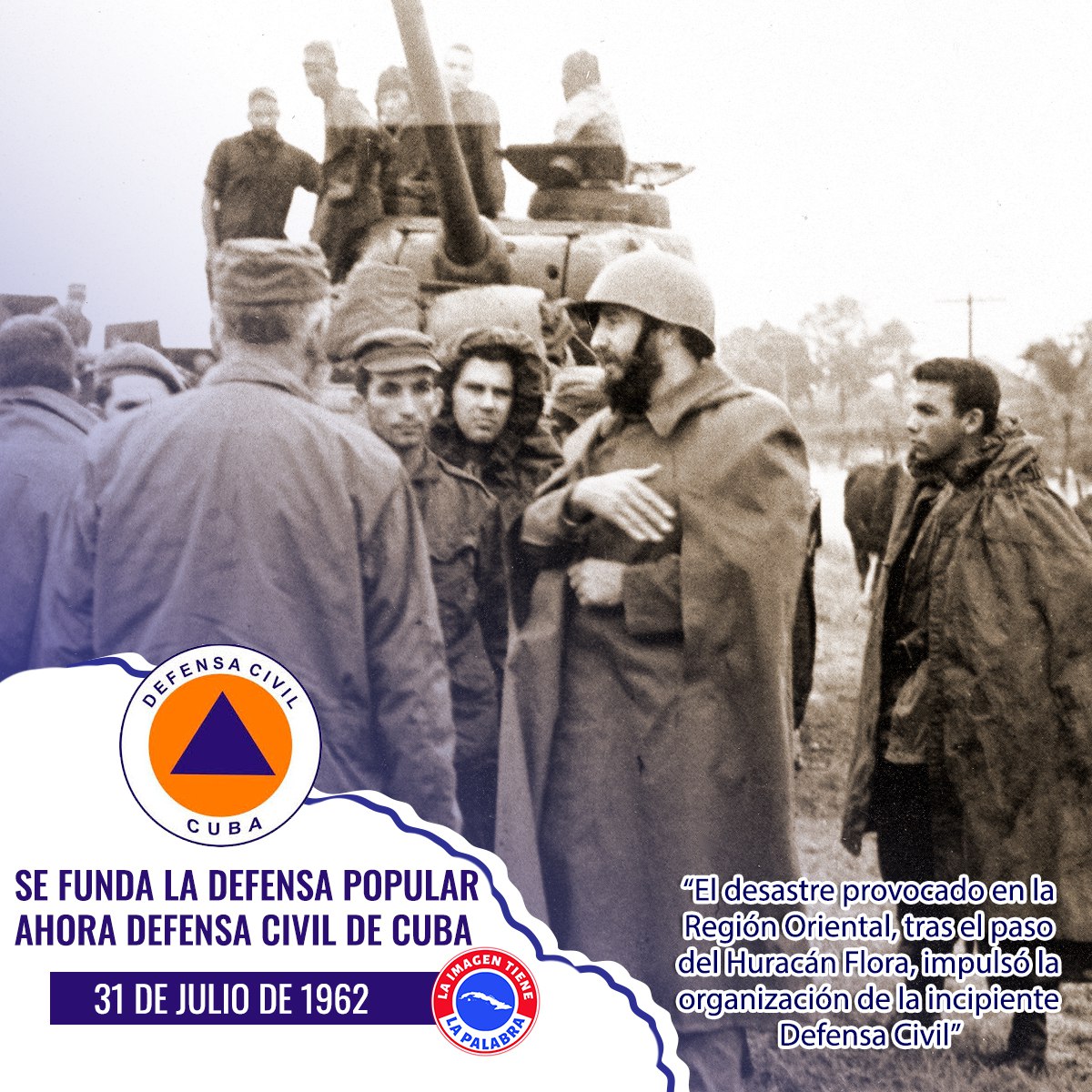 ‼️ 63 AÑOS FORJANDO PROTECCIÓN Y SOLIDARIDAD.
Un 31 de julio de 1962,tras el devastador paso del ciclón Flora,Cuba sembró una semilla que florecería en uno de los logros más humanistas de la Revolución: la creación del Sistema de la Defensa Civil.

 ¡Muchas felicidades!

#FARCuba