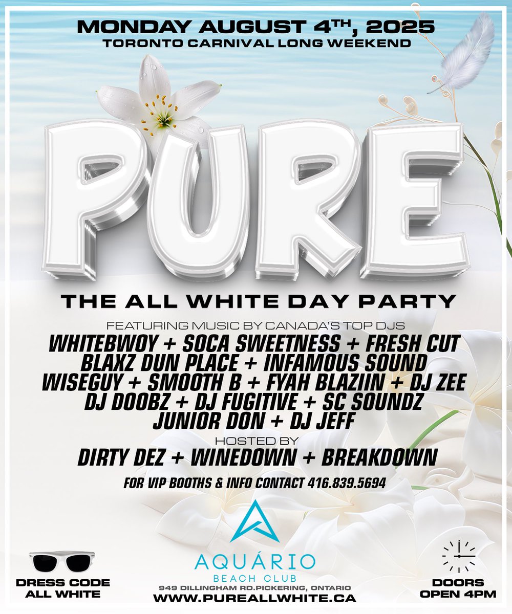 Monday The All White Day Party Inside Aquario! ☎️416.839.5694👌🏻 For Details