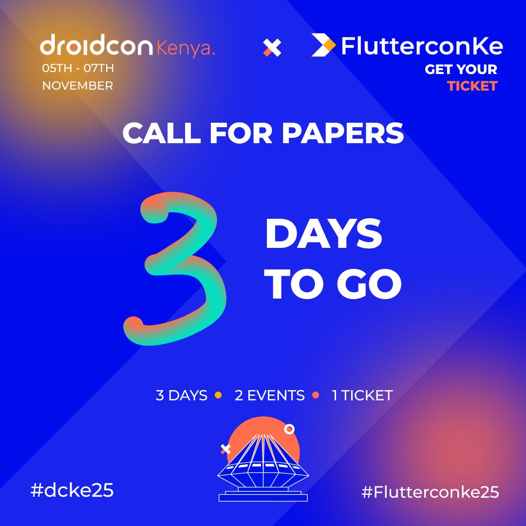 You’ve got 3 days to apply!
The CFP for #flutterconke25 is closing soon.
Your experience with Flutter could inspire hundreds.
Share it → bit.ly/dcke25CFP

#FlutterKenya #FlutterAfrica #TechConf