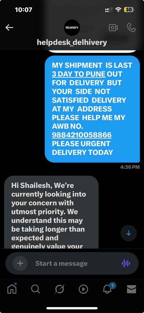 SHAILESH KAMANI (@kamanishailesh) on Twitter photo <a href="/help_delhivery/">helpdesk_delhivery</a>  <a href="/delhivery/">Delhivery</a>  AWB 9884210058866  THIS SHIPMENT  IS LAST  5 DAY TO PUNE  BUT YOUR  TEAM IS NOT DELIVERY MY SHIPMENT  NOT ANY HELP TO ME  VERY VERY BAD FEELING  YOUR SERVICE  PLEASE GIVE ME HUB ADDRESS  I SELF PICKUP  TO YOUR HUB  <a href="/Dev_Fadnavis/">Devendra Fadnavis</a>  <a href="/BlueDartCares/">Blue Dart Support</a>  @ <a href="/help_delhivery/">helpdesk_delhivery</a>  <a href="/delhivery/">Delhivery</a>  AWB 9884210058866  THIS SHIPMENT  IS LAST  5 DAY TO PUNE  BUT YOUR  TEAM IS NOT DELIVERY MY SHIPMENT  NOT ANY HELP TO ME  VERY VERY BAD FEELING  YOUR SERVICE  PLEASE GIVE ME HUB ADDRESS  I SELF PICKUP  TO YOUR HUB  <a href="/Dev_Fadnavis/">Devendra Fadnavis</a>  <a href="/BlueDartCares/">Blue Dart Support</a>  @