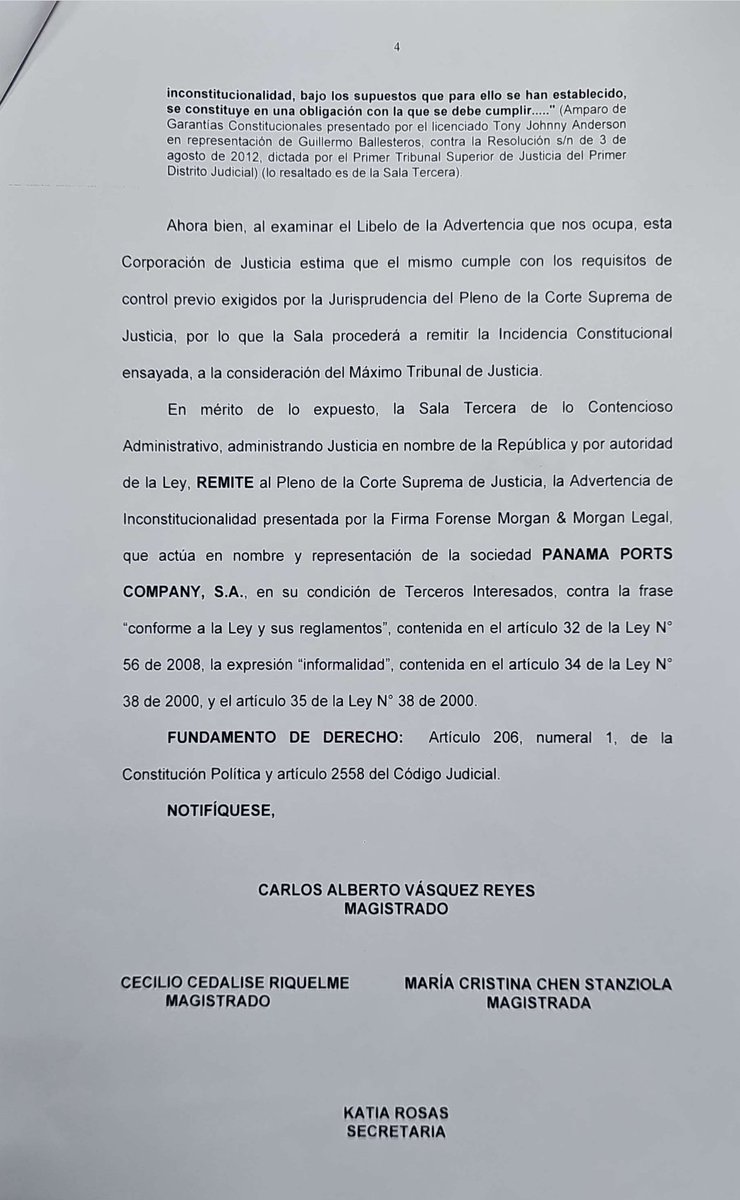 Sala Tercera cede ante evidente acto dilatorio, al admitir a tramite una Advertencia de Inconstitucionalidad de Panama Ports, para que la demanda de Nulidad no continúe y se estanque, como hicieron hace 20 años atras, en el pleno del <a href="/OJudicialPanama/">OJudicialPanamá</a>. 
Es clara la acción