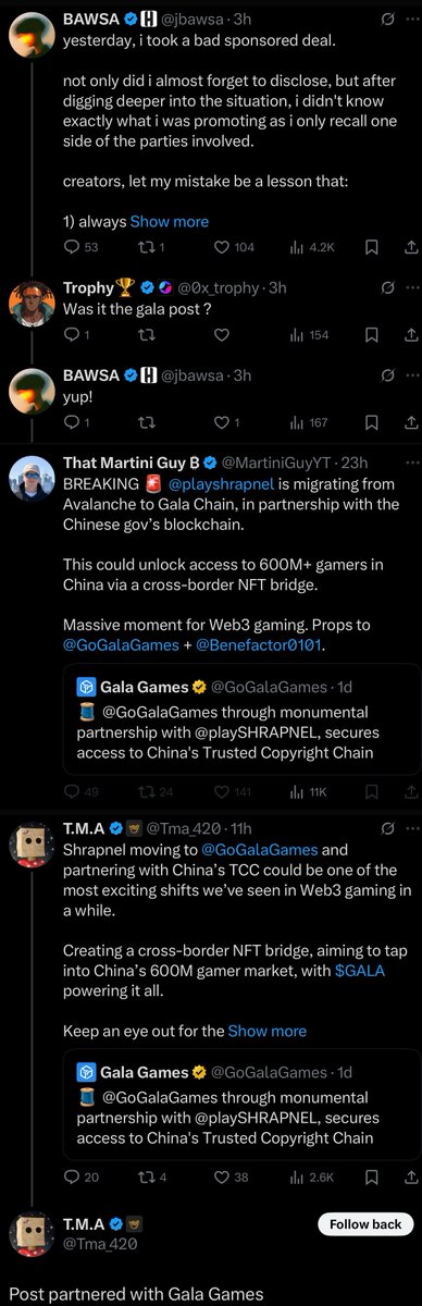 <a href="/ElenaaETH/">Elena🌸</a> BREAKING: Your post is an undisclosed advertisement. 

20+ influencers use a similar copy paste script while all quoting the same post. 

 While only 3 influencers disclosed.

At least show a little bit of transparency to your followers.

h/t <a href="/vert1dkrn/">vert1d</a> for the graphic