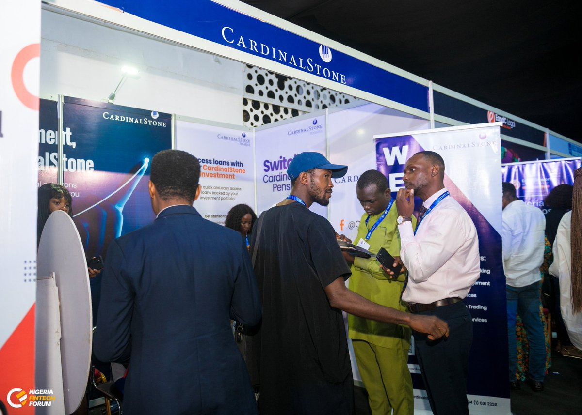 CardinalStoneNG's tweet photo. CardinalStone was proud to participate in the Nigeria Fintech Forum, 2025 with our very own Ayoola Adeola, Managing Director of CardinalStone Finance, joining the Opening Leadership Panel to share insights on "The Future of Nigeria's Fintech & Banking: Drivers and Trends for Tomorrow."

The session brought together industry leaders to discuss the evolution of fintech in Nigeria, exploring critical themes such as open banking, digital engagement, mobile banking trends, and the growing demand for infrastructure and collaboration.

At CardinalStone, we remain committed to driving innovation, fostering strategic partnerships, and supporting the growth of Nigeria’s financial ecosystem.

We also had a great time connecting with customers and prospects at our booth — thank you to everyone who stopped by!