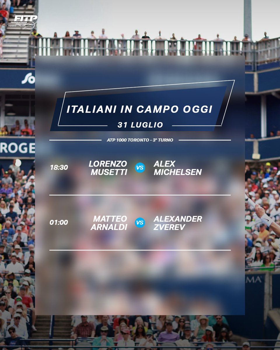Due gli azzurri in campo oggi, Musetti sfida Michelsen mentre Arnaldi affronterà Alexander Zverev 🔥