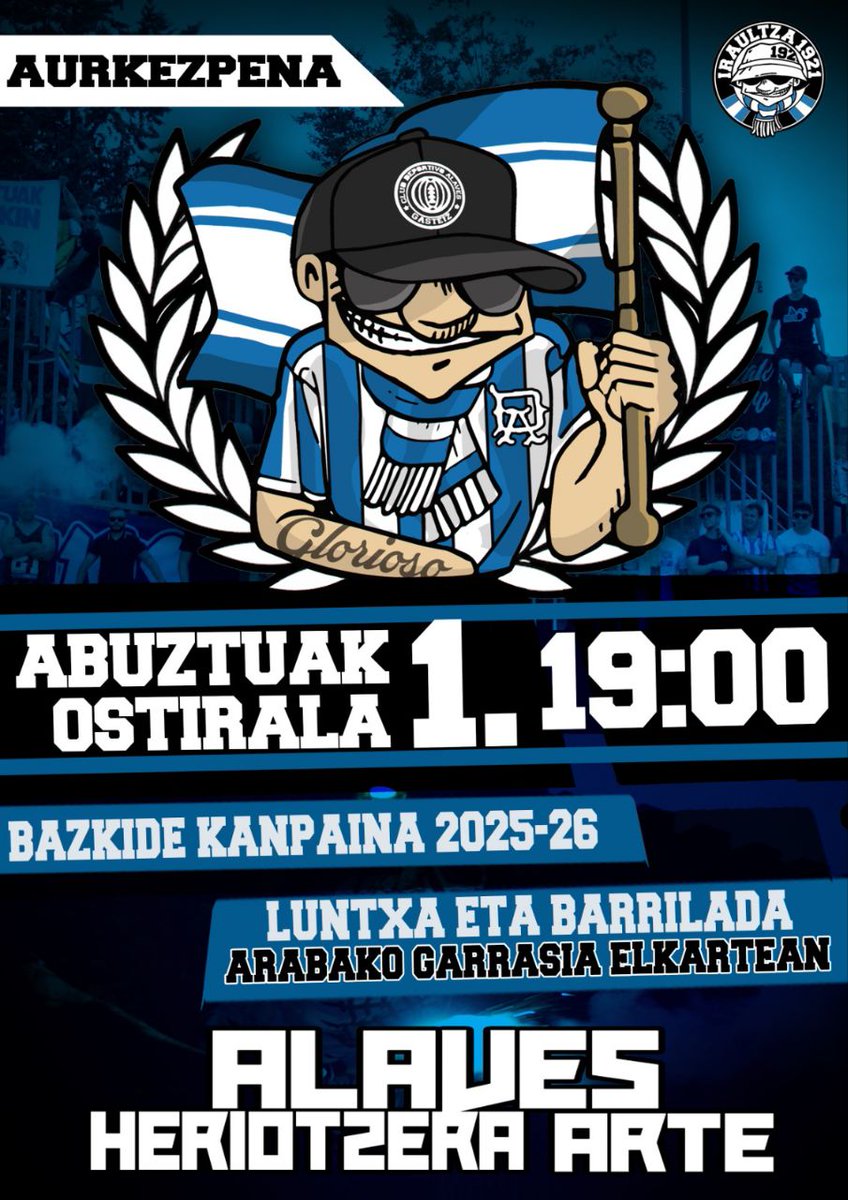 BAZKIDE KANPAINA 25/26  🔊

Denboraldi berria badator eta gu prest gaude jada!

Bihar kanpainaren abestia eta bideo osoa + luntxa + barrilada 

Abuztuak 1📆
19:00⏰
Arabako garrasia elkartea📍
 
IRAULTZA 1921 HEMEN DA!