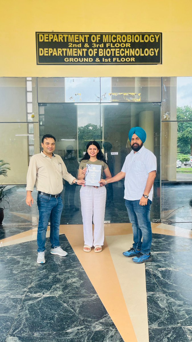 Congratulations to Aiana  Gill for the submission of her Ph.D thesis. She was jointly supervised by me and Dr Santosh Kumar Upadhyay.