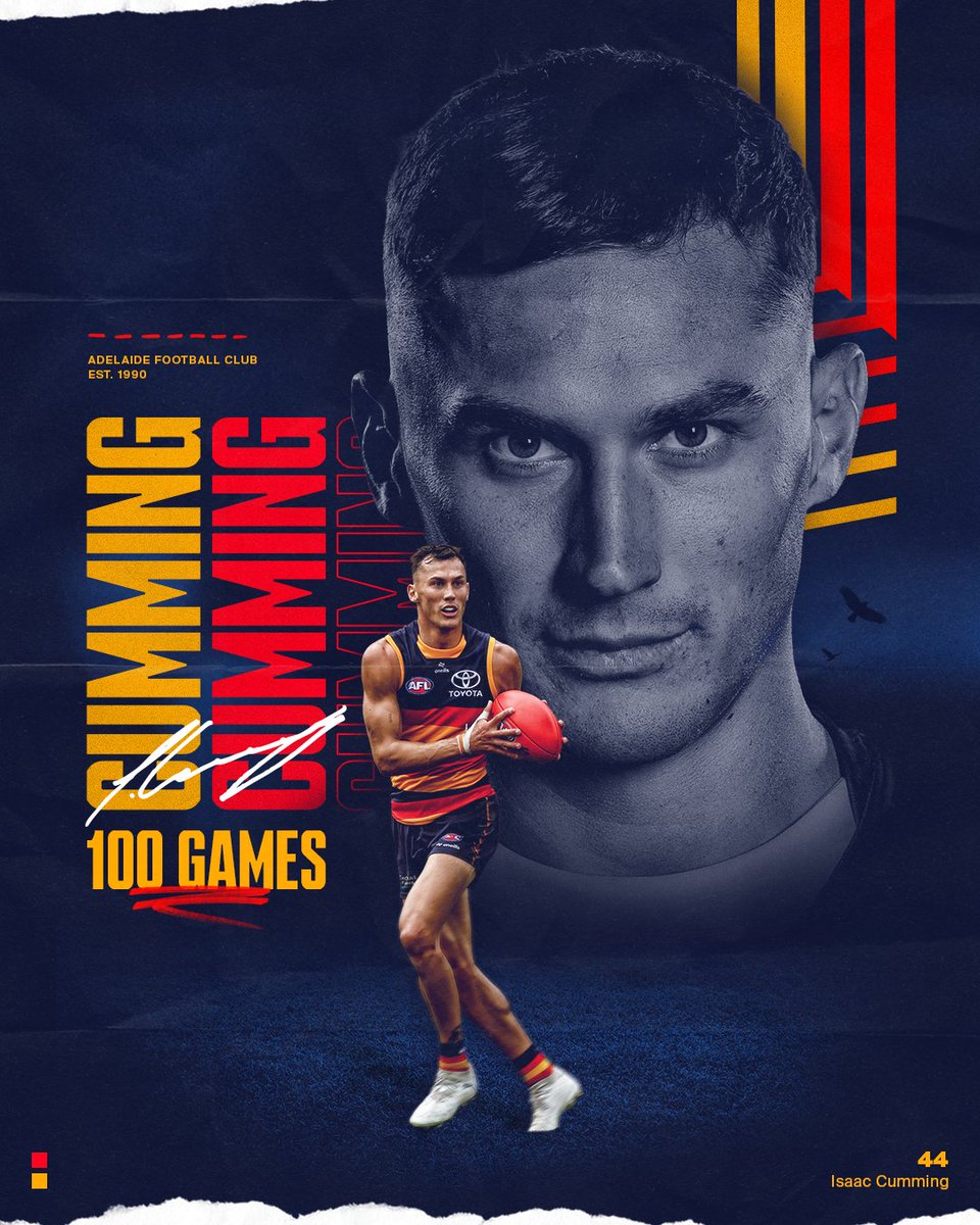 Adelaide_FC's tweet image. “His energy and positivity is infectious and he is selfless in the way he goes about his footy.”

Happy 100th game, Cheese 💛