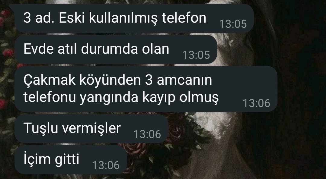 Bursa Harmancık yangında, Çakmak Köyü'nde 3 amcanın telefonları kaybolmuş. Maddi durumu iyi olanlardan mümkünse 3 adet yeni ya da ikinci el tuşlu telefon bağışı bekliyoruz. Yardım etmek isteyenler lütfen benimle iletişime geçsin 
Gören herkes paylaşsın paylaşmadan geçmeyin lutfen