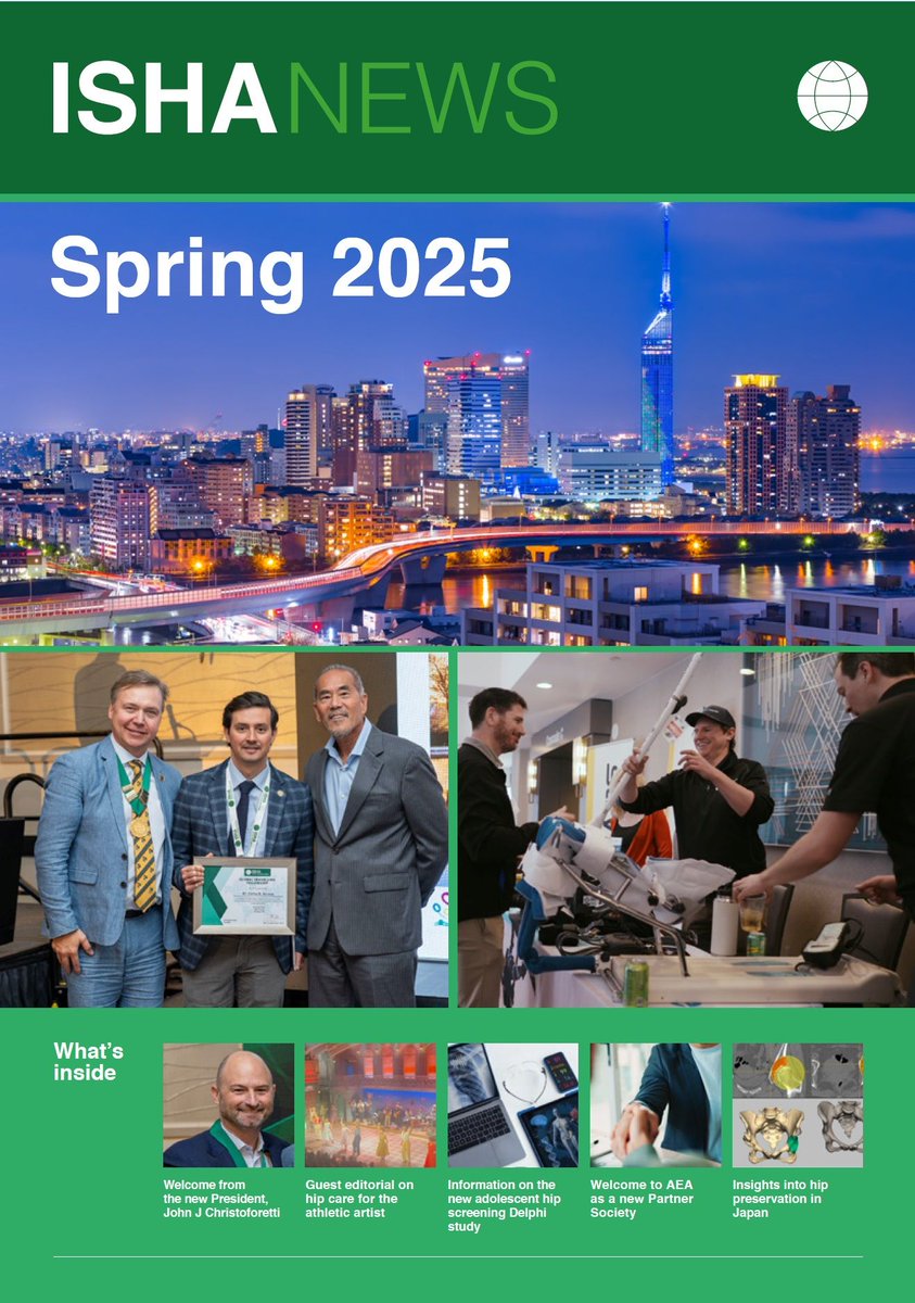 ISHA (@ishasociety) on Twitter photo The Spring 2025 newsletter is full of great updates on committee activities and happenings from the hip preservation community.
The ISHA Newsletter is accessible exclusively to members in good standing...
💻 ishasoc.net/newsletters
#ISHA #HipPreservation #HipArthroscopy The Spring 2025 newsletter is full of great updates on committee activities and happenings from the hip preservation community.
The ISHA Newsletter is accessible exclusively to members in good standing...
💻 ishasoc.net/newsletters
#ISHA #HipPreservation #HipArthroscopy