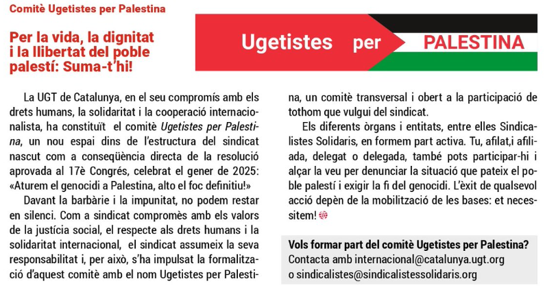 Creació del comitè Ugetistes per Palestina