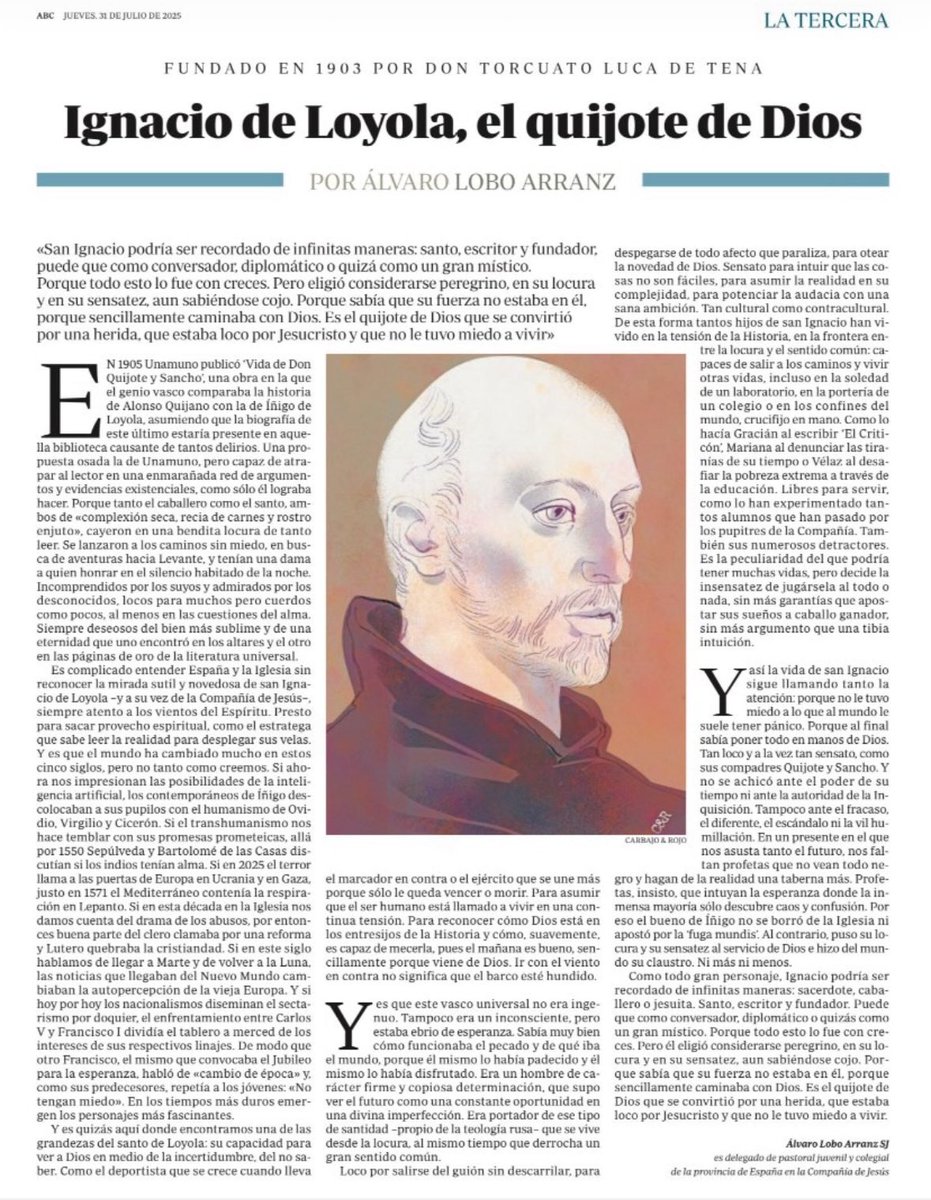 Merece mucho la pena leer esta brillante tercera de <a href="/AlvaroLobosj/">Alvaro Lobo sj</a> hoy