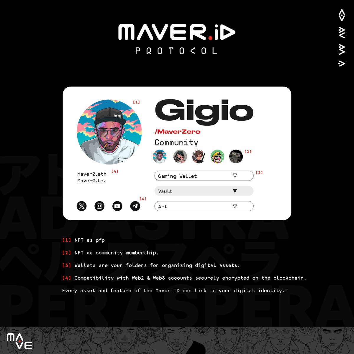 GIGIO ✳️ (@maverzero) on Twitter photo <a href="/c8__el/">CR🎱</a> <a href="/project_Mave/">MAVE / Join the Ryodan Brigade</a> A chain of soulbound tokens will link every wallet you own, turning your identity into the full stack of your onchain life + any Web2 presence you choose to embed.
Your digital self must be FREE and SOVEREIGN.
That’s how we build a fairer internet. No other way, imho <a href="/c8__el/">CR🎱</a> <a href="/project_Mave/">MAVE / Join the Ryodan Brigade</a> A chain of soulbound tokens will link every wallet you own, turning your identity into the full stack of your onchain life + any Web2 presence you choose to embed.
Your digital self must be FREE and SOVEREIGN.
That’s how we build a fairer internet. No other way, imho