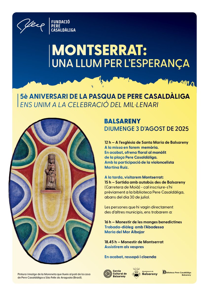 🕊️ 5è aniversari de la Pasqua de Pere Casaldàliga