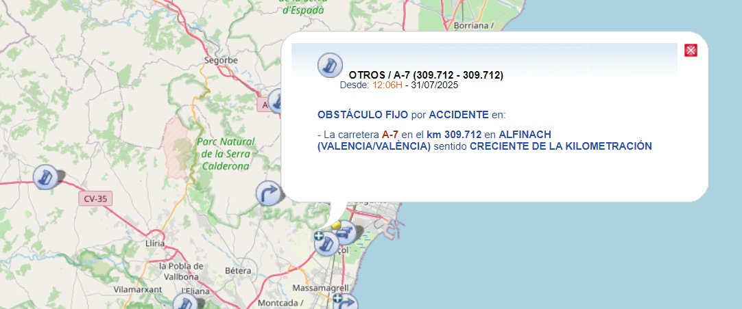 📢🔴Un accidente complica en Valencia la A-7, en Puzol.

➡️Sentido Alicante.
➡️Más de 3 kilómetros de tráfico lento.
