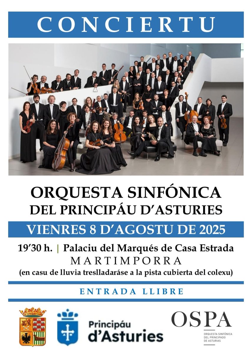 El próximo viernes día 8 de agosto,  va a tener lugar en #Bimenes un acontecimiento de esos que tardarán mucho en repetirse. Y es que la ORQUESTA SINFÓNICA DEL PRINCIPADO DE ASTURIAS dara un concierto en nuestro municipio.