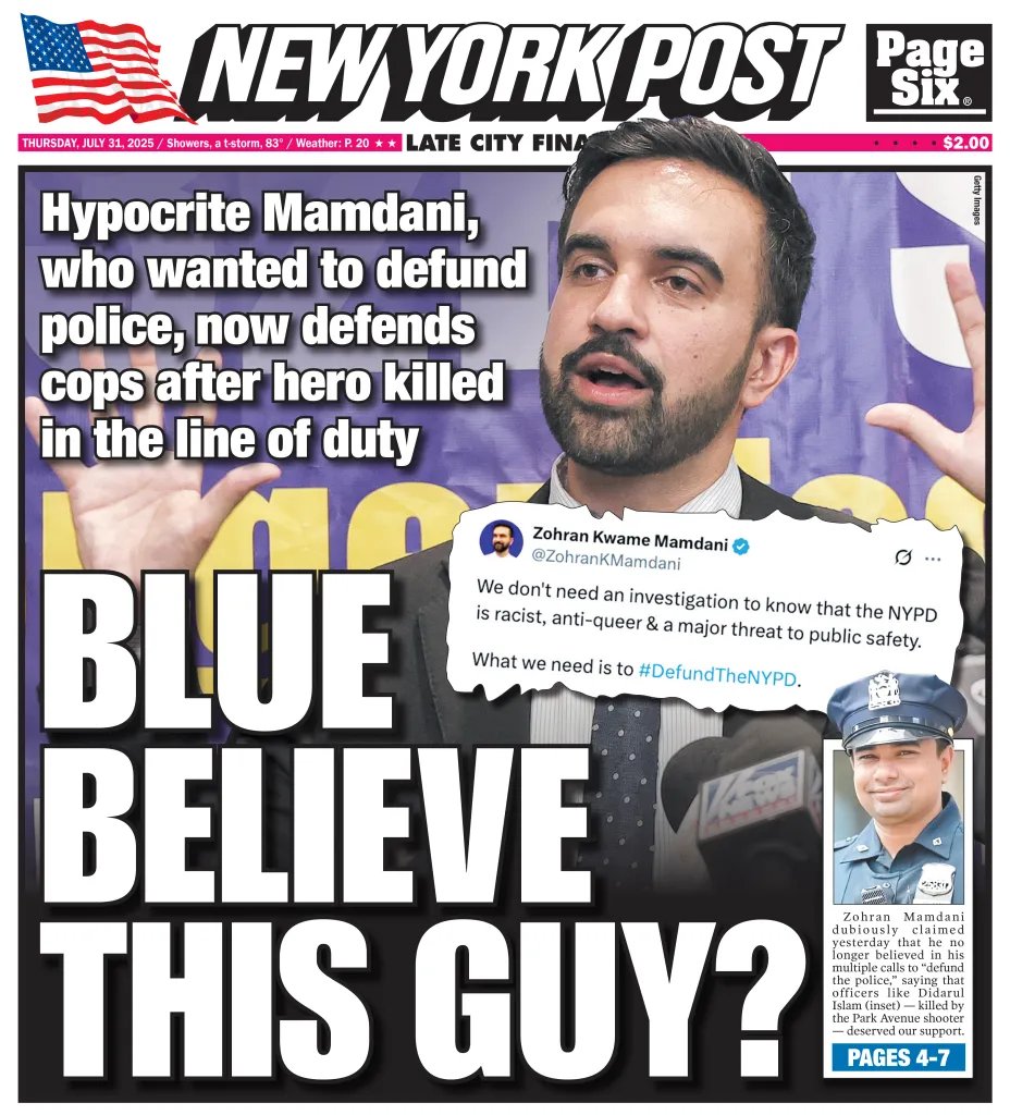 Today's cover: Widows, grieving moms of fallen NYPD officers slam Mamdani’s police support switcheroo after Midtown massacre: ‘Too little, too late’ trib.al/jVTTCNa