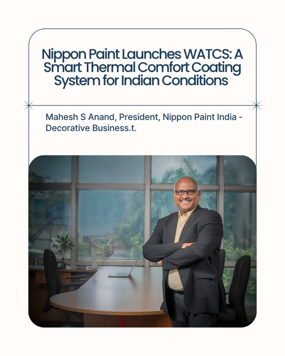 ianddmagazine's tweet image. Spokesperson - Mahesh S Anand, President, Nippon Paint India - Decorative Business.

WATCS was developed in response to a growing and pressing need - the demand for cooler, more energy-efficient living spaces suited to India’s evolving climate.
#Interios #Iandd #Minimalinterior