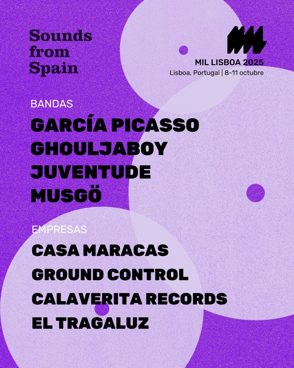 ✈️¡Nos vamos a Lisboa!✈️

JUVENTUDE sido seleccionado para participar en la feria <a href="/mil_lisbon/">MIL - Next Music, Culture & Ideas</a> el próximo mes de octubre ✨

¡Gracias <a href="/SoundsFromSpain/">Sounds From Spain</a> y <a href="/aieartistas/">AIE Soc. de Artistas</a> por el apoyo! 📷
