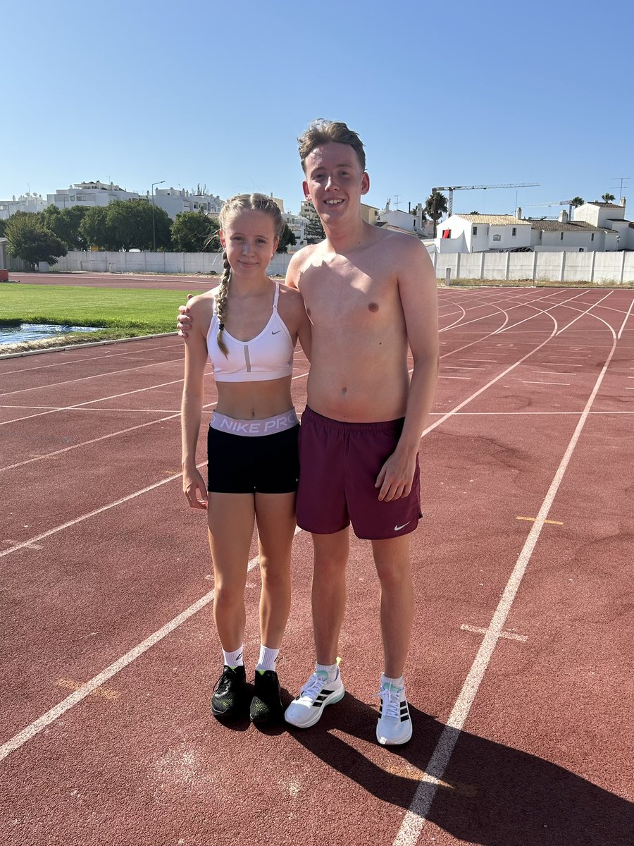 Big brother keeping her company at the track this morning for her session #quarteria #Portugal #running