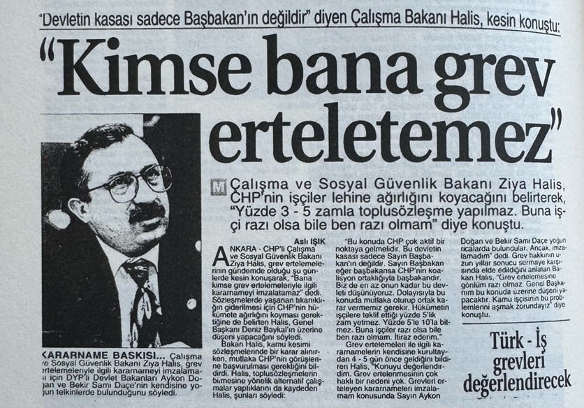 Bir zamanlar, eski Türkiye'de böyle Çalışma Bakanları da vardı!

Grev erteleme kararnamesini ertelemeyi reddeden Ziya Halis'in öyküsü
evrensel.net/haber/525087/e…

Tarih: 18 Eylül 1995, Çiller Başbakan...
