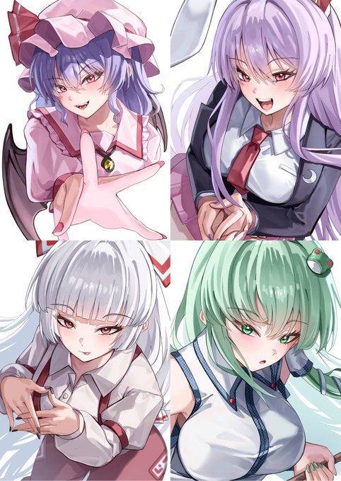 #今月描いた絵を晒そう
レミリア、うどんげ、妹紅、早苗 