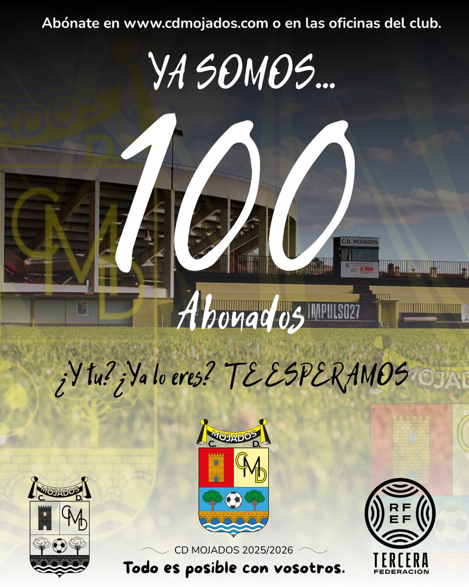 😍 En tan sólo 15 días desde el inicio de la campaña ya somos 100 socios y abonados, a falta de más de un mes para el inicio de la competicion. 

Confiamos en batir el récord en la temporada 25-26. ¿Y tu? ¿Ya lo eres? 🫡