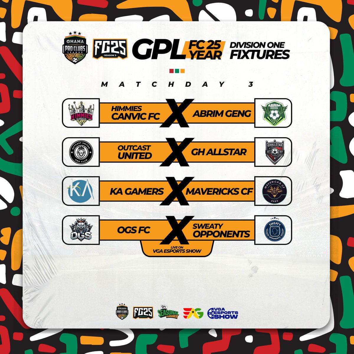 Division 2 Matchday 2 Results + Division 1 Matchday 3 Fixtures 🔥
Another intense week of action in the GPL! Division 2 delivered goals, drama, and a statement performance as <a href="/Tactical_OPgh/">Tactical OP</a> demolished <a href="/WaasaEsports/">Waasa eSports</a> 7-0 in one of the biggest wins of the season so far 😳🎯

Now,