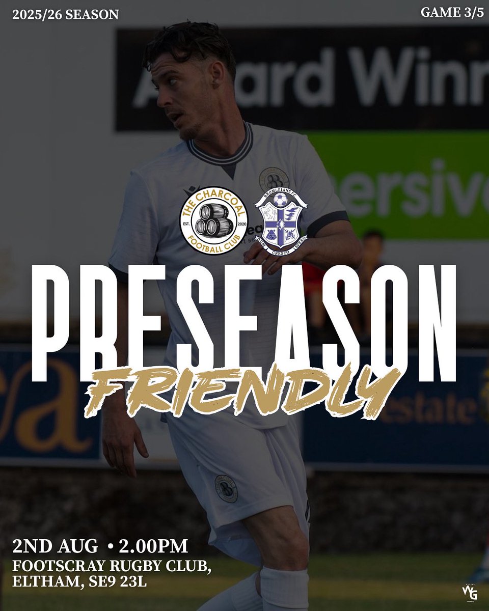 THIS WEEKEND ⚽️

We head into our third preseason friendly, this time vs. @bromleians 

🏟️| Footscray Rugby Club
⏰| 2PM

Come down and support the boys 💪🏼

#thecharcoalfc #challengeaccepted 🤍
