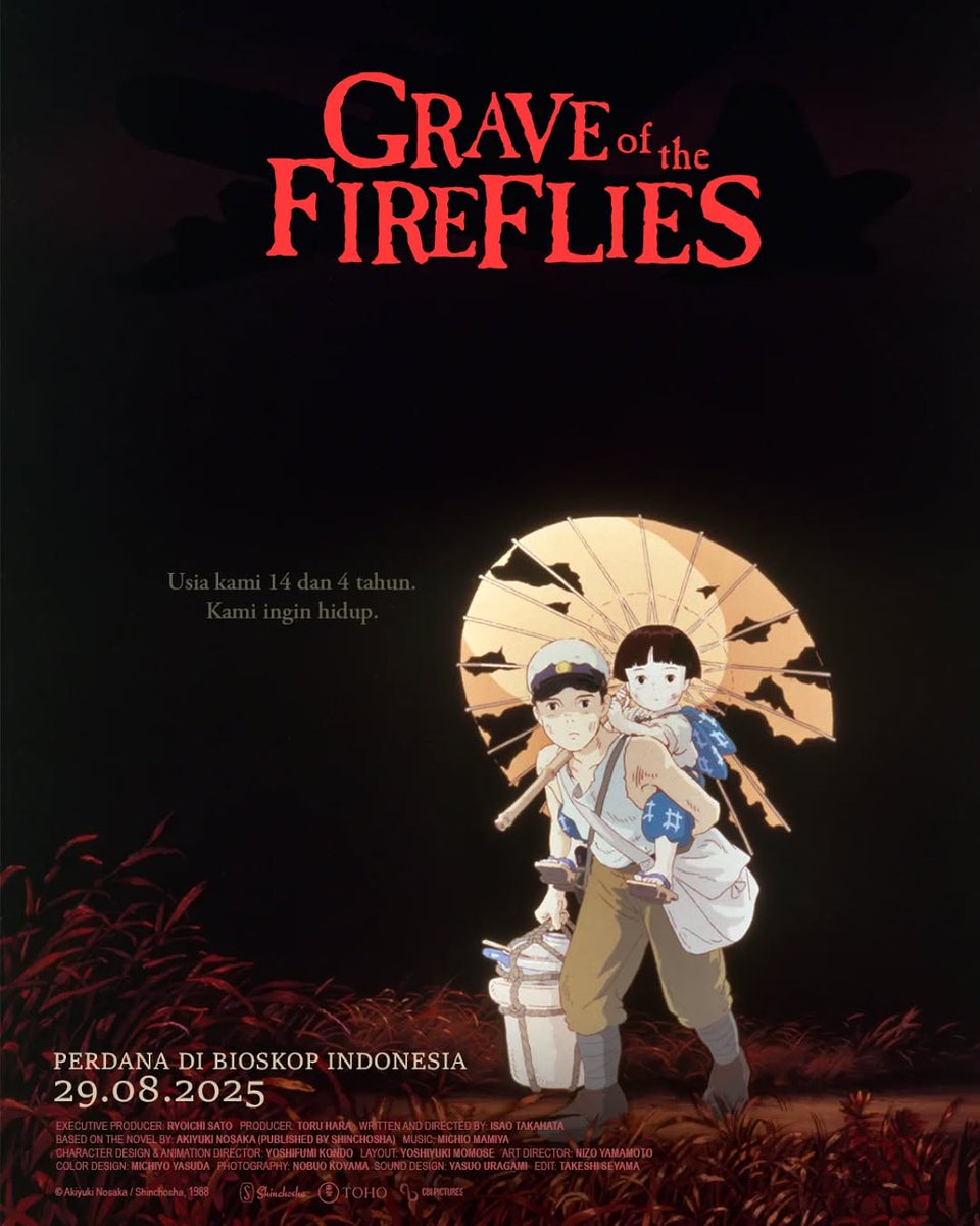 Usia kami 14 dan 4 tahun. Kami ingin hidup.

Grave of the Fireflies karya Studio Ghibli tayang terbatas mulai 29 Agustus di FLIX Cinema!

#FLIXCinema #GraveoftheFireflies