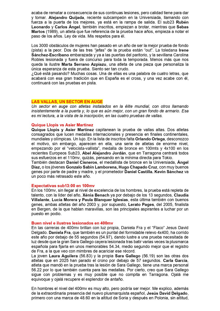 GerardoCebrian's tweet image. CAMPEONATO DE ESPAÑA DE ATLETISMO
Una vez analizados y vistos todos los sectores durante estos últimos días, ahora, solo para los más "frikis", una vez corregido y actualizado a la vista de la inscripción, os paso por aquí recopilado el documento completo de once diapositivas.