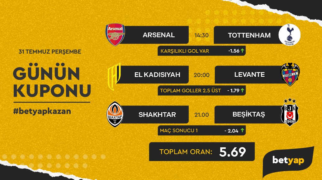 ⚽ Günlük kupon tahminleriyle kazanmaya hazır mısınız?
Betyap’ta en iddialı tahminler ve yüksek oranlarla şansınızı katlayın! 💸
👉 Betyap, kazanmaya başla.
👉 rebrand.ly/8b8c40