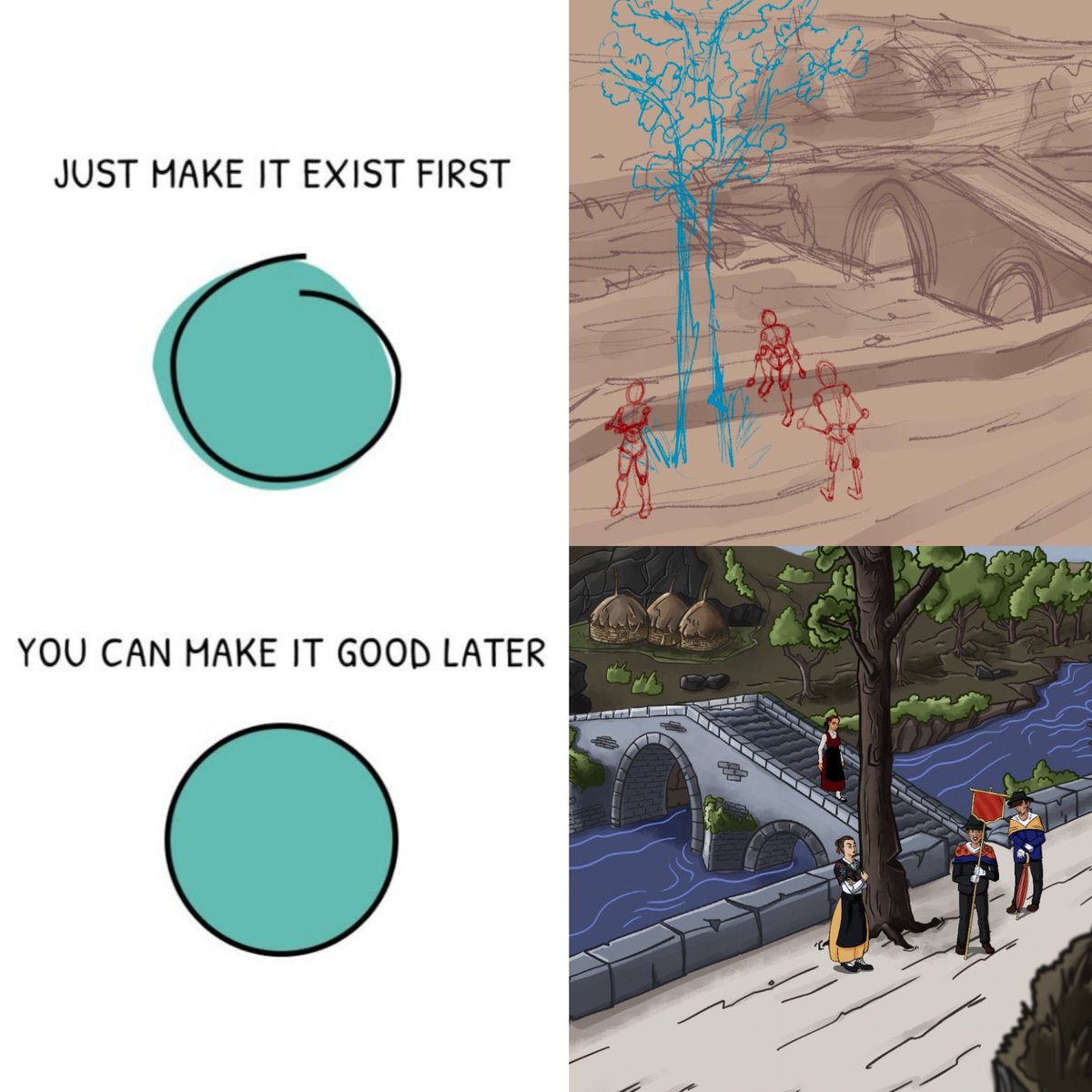 Joining the trend!

For Legends of Castile I've made a lot of background sketches that I've improved later. It's a way to see how many scenes are needed and even try the puzzles on them.