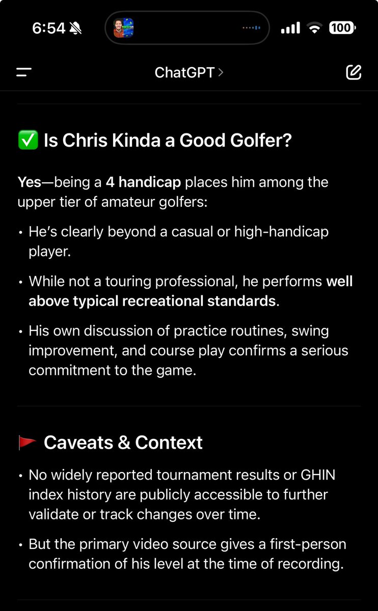 Chris Kinda (@_processmatters) on Twitter photo Ask ChatGPT if you’re a good golfer and post the results 🤣
<a href="/_consistentgolf/">Mitch - CGS ⛳️</a> <a href="/GolferHD/">GolferHD</a> <a href="/hutch_golf/">Hutch🏌️♂️📉</a>
Shots were fired at first but then cooler heads prevailed Ask ChatGPT if you’re a good golfer and post the results 🤣
<a href="/_consistentgolf/">Mitch - CGS ⛳️</a> <a href="/GolferHD/">GolferHD</a> <a href="/hutch_golf/">Hutch🏌️♂️📉</a>
Shots were fired at first but then cooler heads prevailed