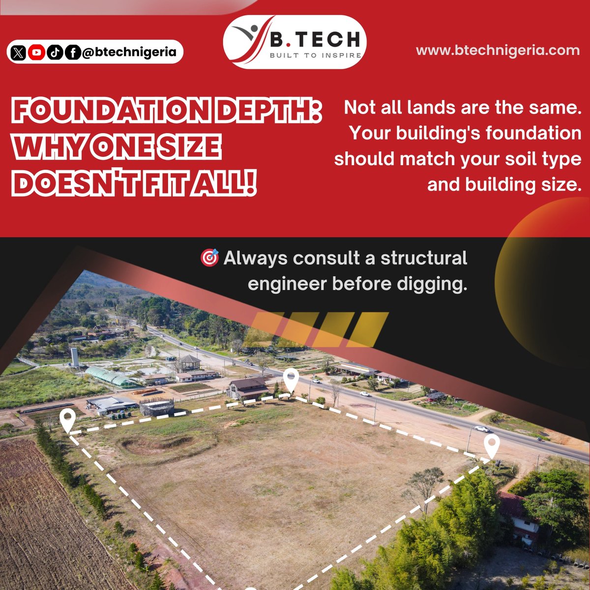 btechnigeria's tweet photo. Strong buildings start deep — but only as deep as necessary.
Know your soil. Know your structure. Build right.
#BTechNigeria #FoundationMatters #BuildingRight #NaijaConstruction #SoilTestFirst #SmartBuilding #StructuralEngineeringNaija #SiteAdvice #DailyBuildTips https://t.co/Pn5U8cQ7Qe