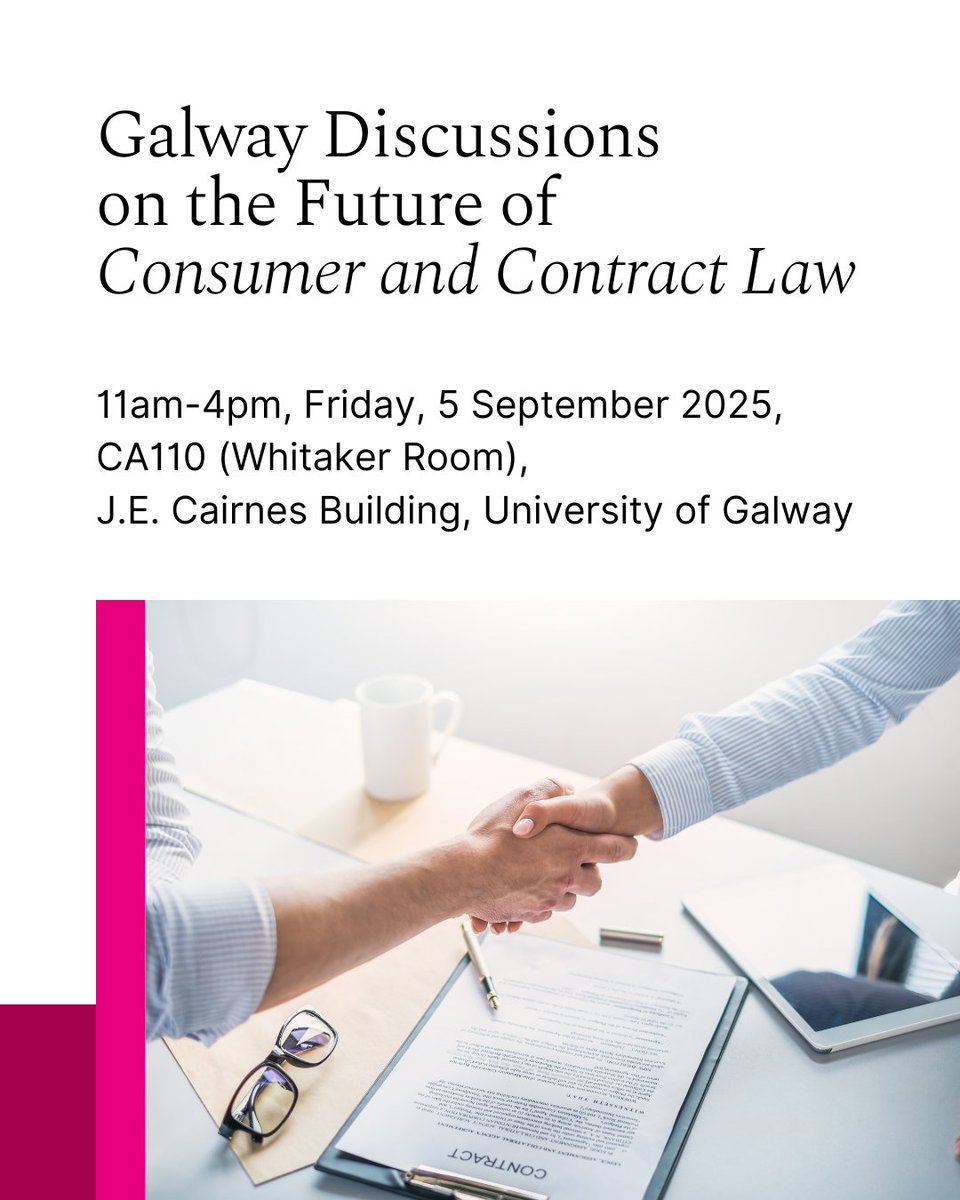 We’re delighted to host a one-day event exploring the latest challenges and developments in consumer and contract law, featuring leading scholars from across Europe.

Friday 5 September 2025
11:00 – 16:00
Chaired by Professor Geraint Howells

Register now: tickettailor.com/events/univers…