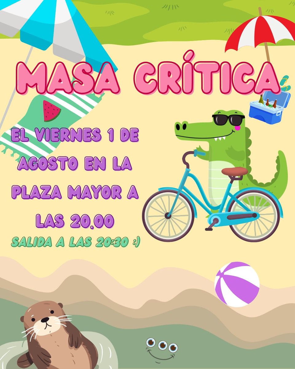 asciva's tweet photo. MASA CRÍTICA en #Valladolid 🚲. Viernes 1 de agosto, como todos los primeros viernes de mes desde hace más de 20 años. Os esperamos a las 20:00 horas en la Plaza Mayor (frente al Ayto.) para dar un paseo por la ciudad. ¡Que no pare la masa!

🚲 🚲 🚲 🚲
#MasaCritica #CriticalMass https://t.co/mMHIfCJ8Fe