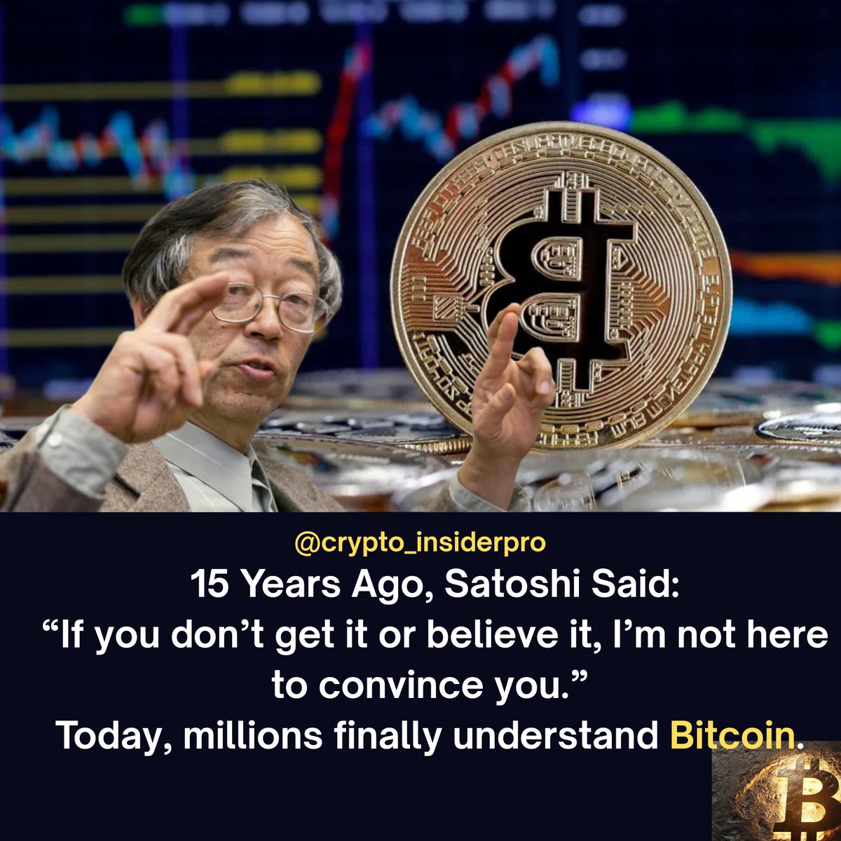 🕰️ 15 Years Ago, Satoshi Nakamoto made history.
He once said:
“If you don’t get it or believe it, I’m not here to convince you.”At the time, few understood what Bitcoin truly represented — a decentralized, trustless, and borderless form of money.
No banks. No governments.
