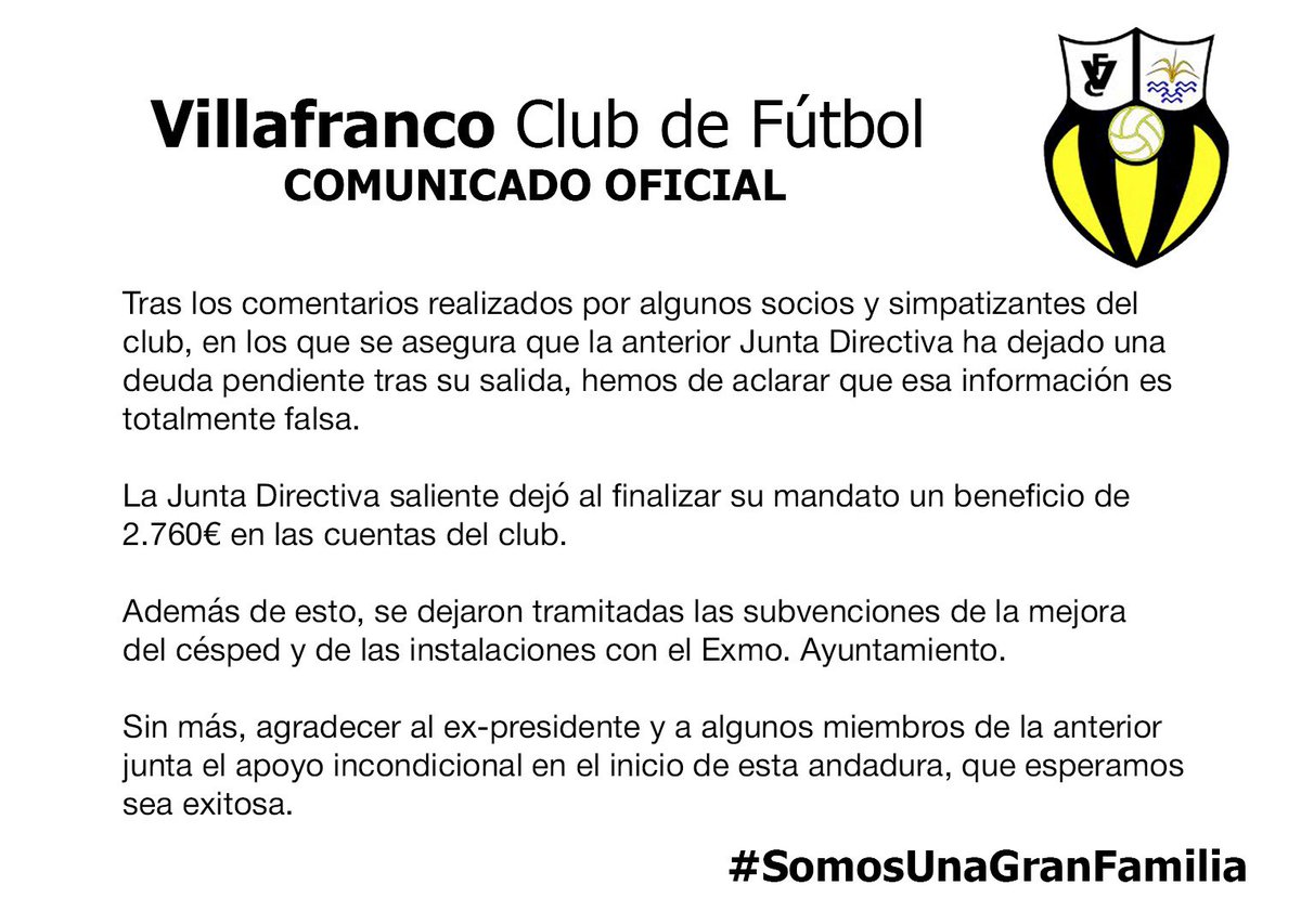 ℹ️ | Comunicado oficial.
