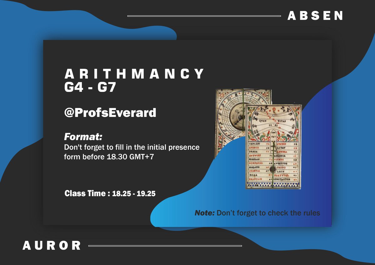 RAVENCLAW (@ravenawtion) on Twitter photo ㅤ
ㅤㅤㅤ❬ ARITHMANCY G4 - G7 ❭
Penasaran dengan misteri angka dan takdir? Sebelum masuk kelas, pastikan akak-akak semua mengisi presensi awal, lalu jangan lupa nanti mengisi presensi akhir kelas juga. ฅ^•ﻌ•^ฅ
Rules kelas: lunaeverard.com
ㅤ ㅤ
ㅤㅤㅤ❬ ARITHMANCY G4 - G7 ❭
Penasaran dengan misteri angka dan takdir? Sebelum masuk kelas, pastikan akak-akak semua mengisi presensi awal, lalu jangan lupa nanti mengisi presensi akhir kelas juga. ฅ^•ﻌ•^ฅ
Rules kelas: lunaeverard.com
ㅤ