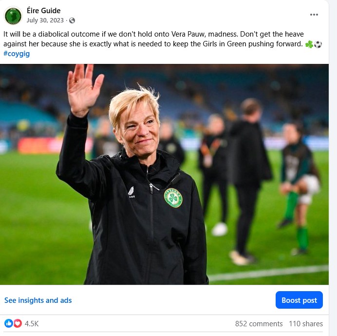 2 years ago and the end was nigh for Vera Pauw as Ireland boss. Such a shame the way it ended for Vera, who got the Girls in Green to their first World Cup. Vera now manages the UAE national team and will always hold a special place in the hearts of the Irish public. 💚 #coygig