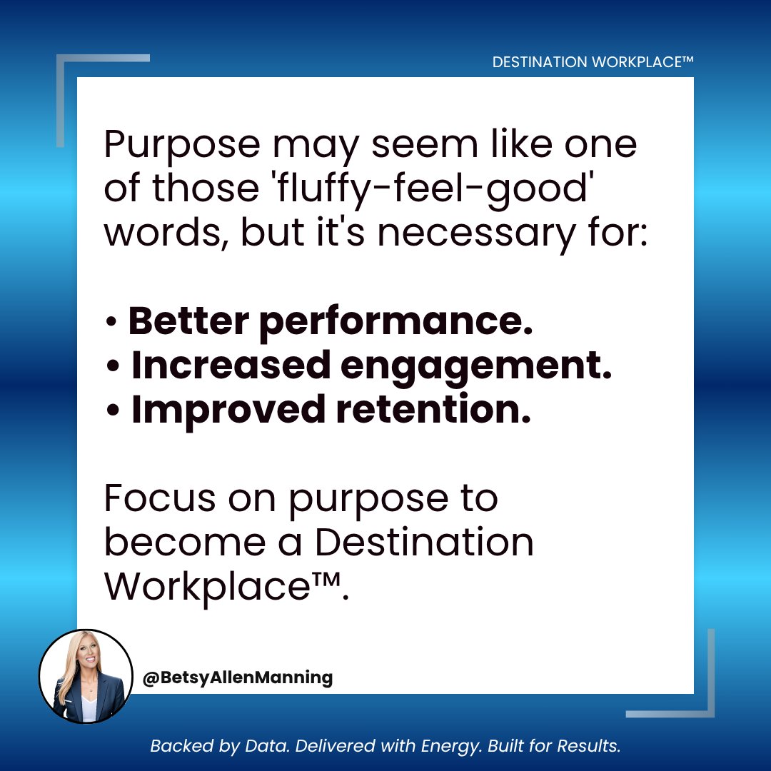 betsyamanning's tweet image. Purpose isn’t fluffy; it’s your retention strategy in disguise.

#PurposeAtWork #RetentionTools #Leadership