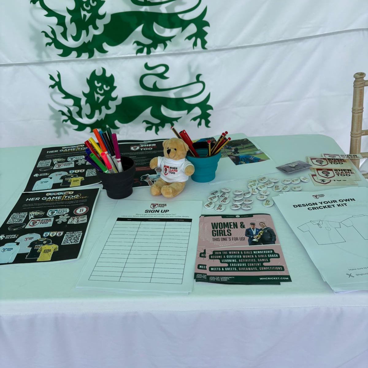 ✅🤩 Set up and ready for today’s DWS25.
 
Coming down to Wimborne CC? Come and say hello! 👋
 
#HerGameToo x #DWS25