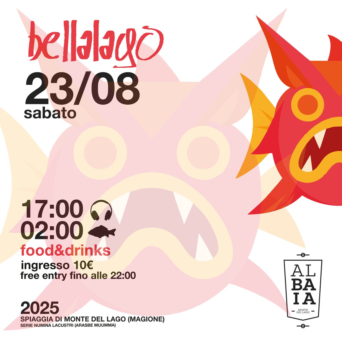 #bellalago 2025
Sabato 23 Agosto @ Albaia, Monte del lago
dalle 17:00 alle 02:00

Free entry fino alle 22:00
€10 dalle 22:00 in poi
Food &amp; drinks

bellaciao.club
djralf.com